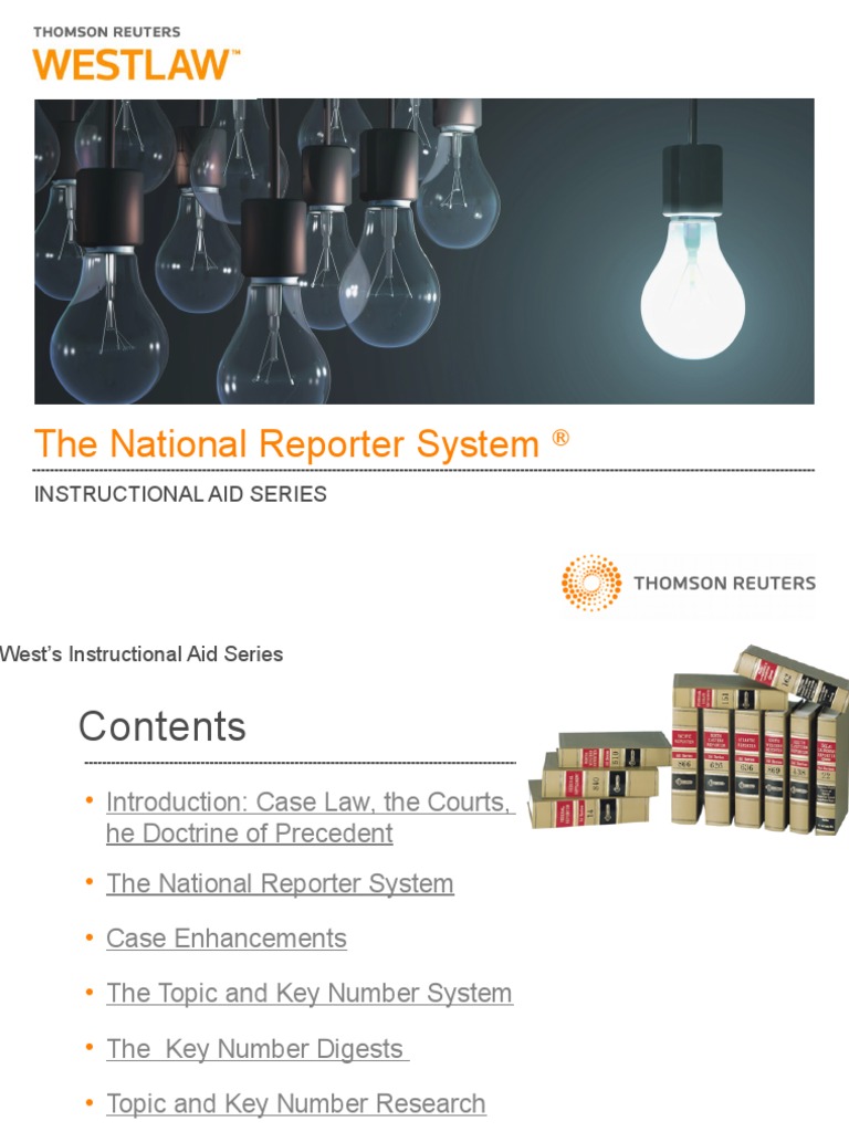 The National Reporter System: Instructional Aid Series | PDF ...