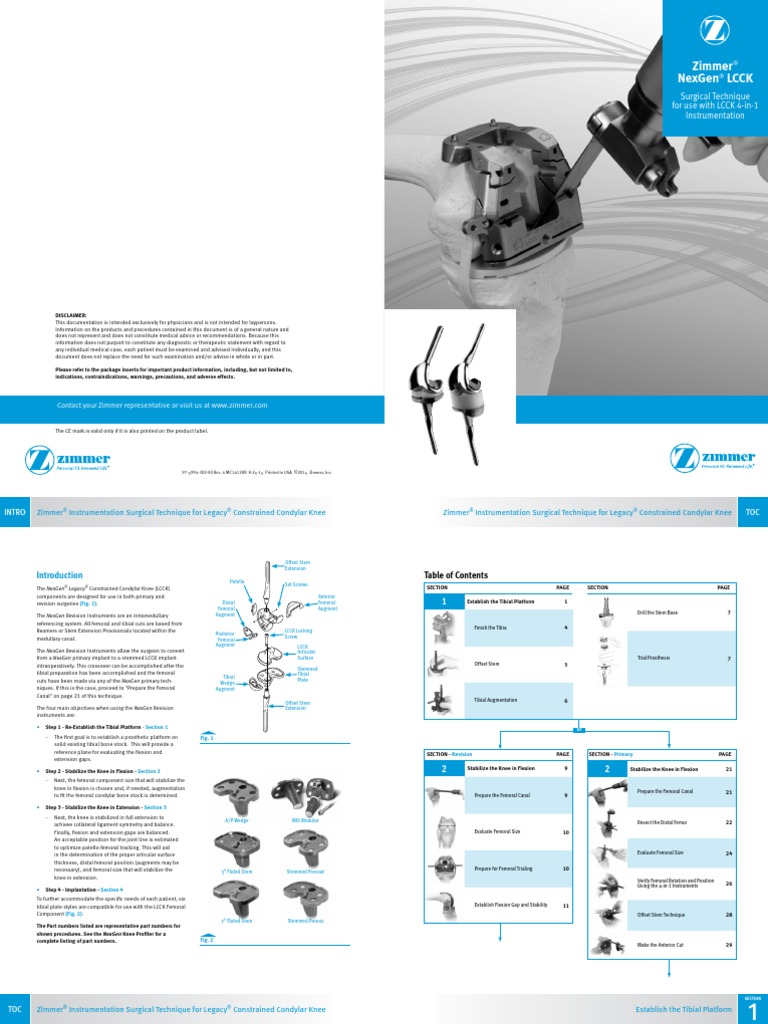 Zimmer Nexgen Lcck Surgical Technique Knee Anatomical Terms Of Location