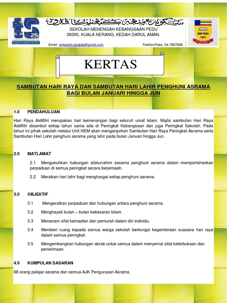  Kertas Kerja Sambutan Hari Raya 