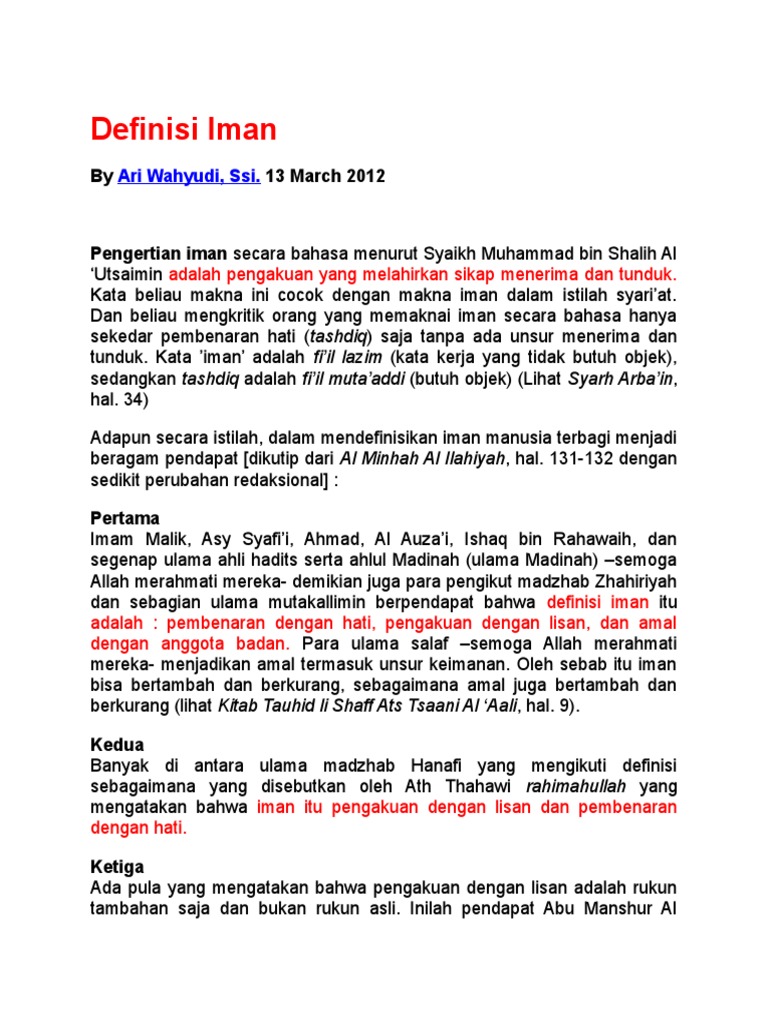 Definisi Iman Pdf