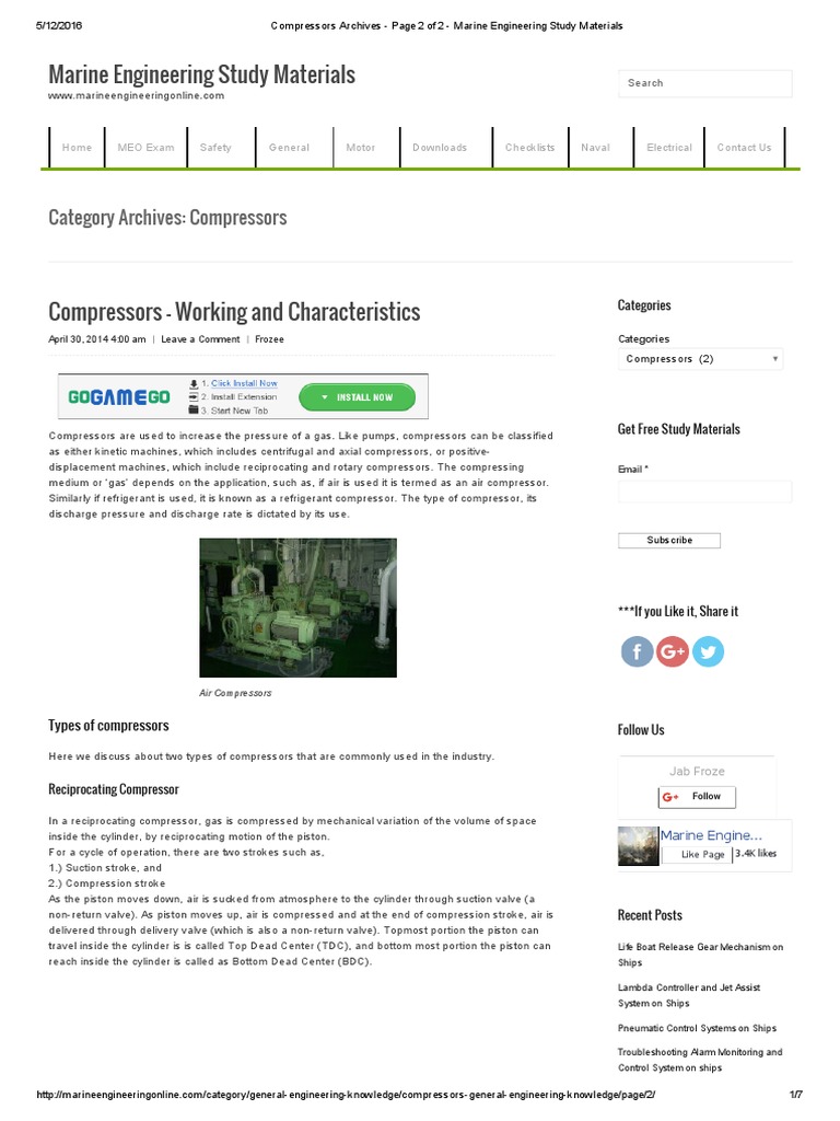 Compressors - Working and Characteristics | PDF | Gas Compressor ...