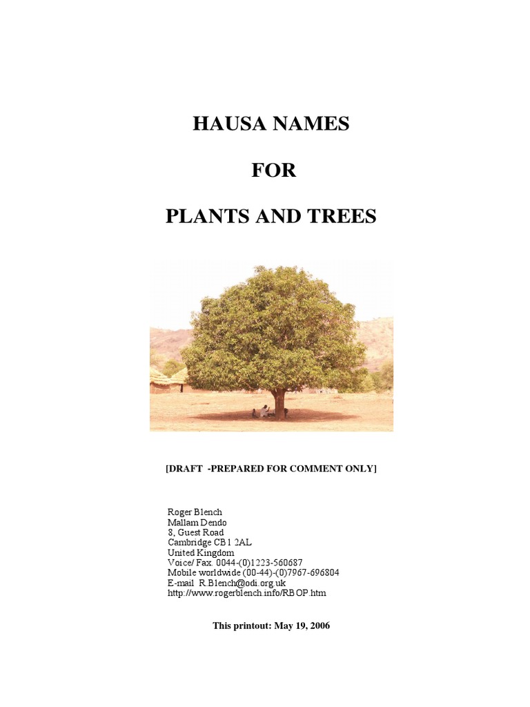 Hausa Plant Names and Uses Guide | PDF | Tone (Linguistics) | Consonant