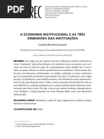 Cavalcante (2014) - A Economia Institucional e as Três Dimensões Das Instituições