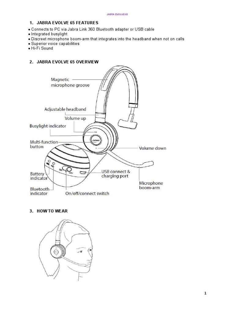 Jabra Evolve 65 Wireless Headset Guide PDF Usb Consumer Electronics
