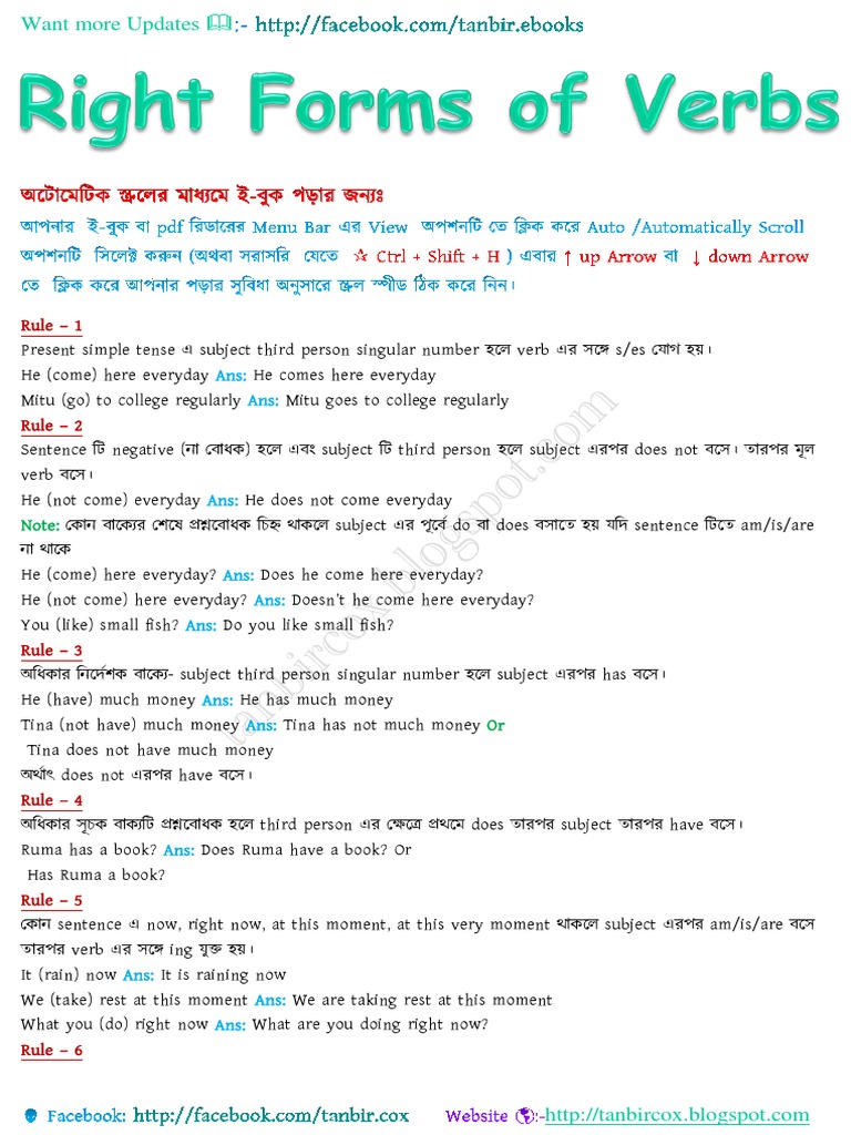 Verb Form Rules with Examples | PDF | Verb | Style (Fiction)