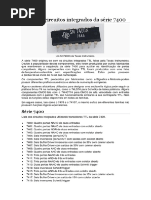 Lista de Circuitos Integrados 7400 | PDF | Circuitos eletrônicos