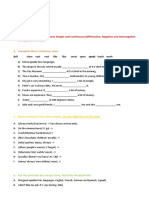 Draw A Scheme About Present Simple and Continuous (Affirmative, Negative and Interrogative Forms) and Their Uses