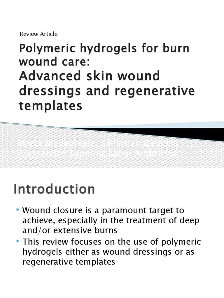 Polymeric Hydrogels in Burn Wound Care | PDF | Wound Healing | Gel
