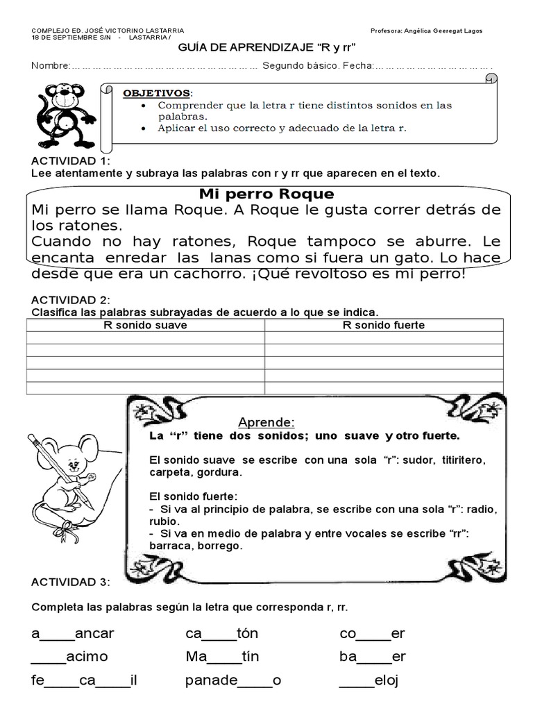 Palabras Con R Y Rr Actividades Ongle Montpellier