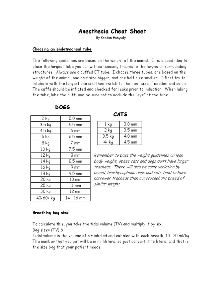 Endotracheal Tube Size Chart For Dogs And Cats edu.svet.gob.gt