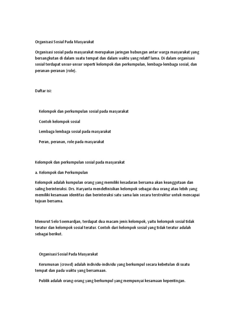 Organisasi Sosial Pada Masyarakat PDF