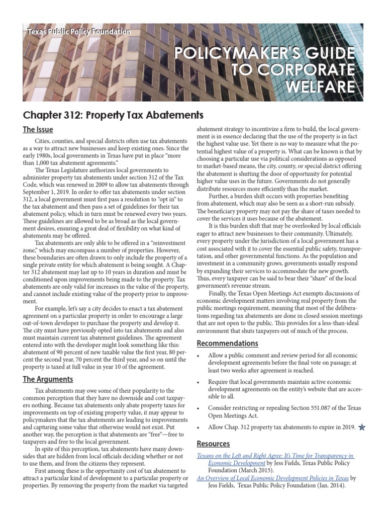 CWG Chapter 312 Property Tax Abatements Download Free PDF Taxes