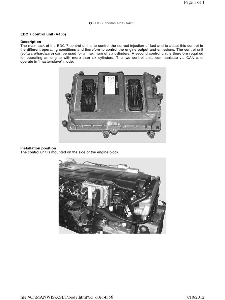 MAN EDC 7 Control Unit Overview | PDF