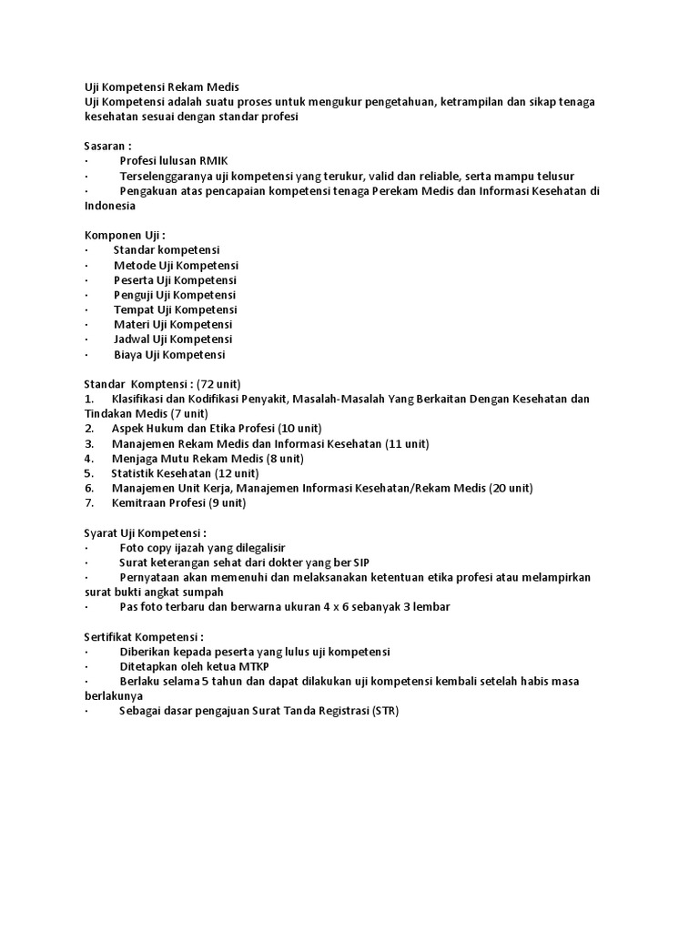 Uji Kompetensi Rekam Medis Docx