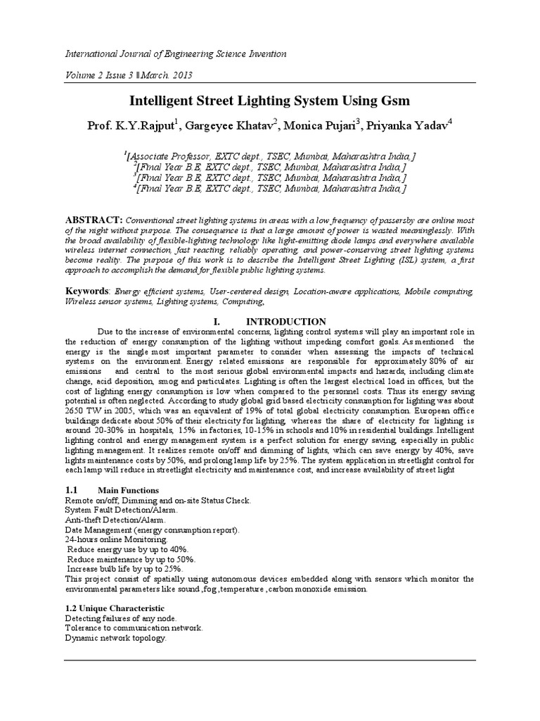 Intelligent Street Lighting | PDF | Street Light | Lighting