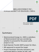 Westmoreland Energy Inc.: Power Project at Zhangze, China: Dhruv Manair-M1603 Vivek Kumar - M1617