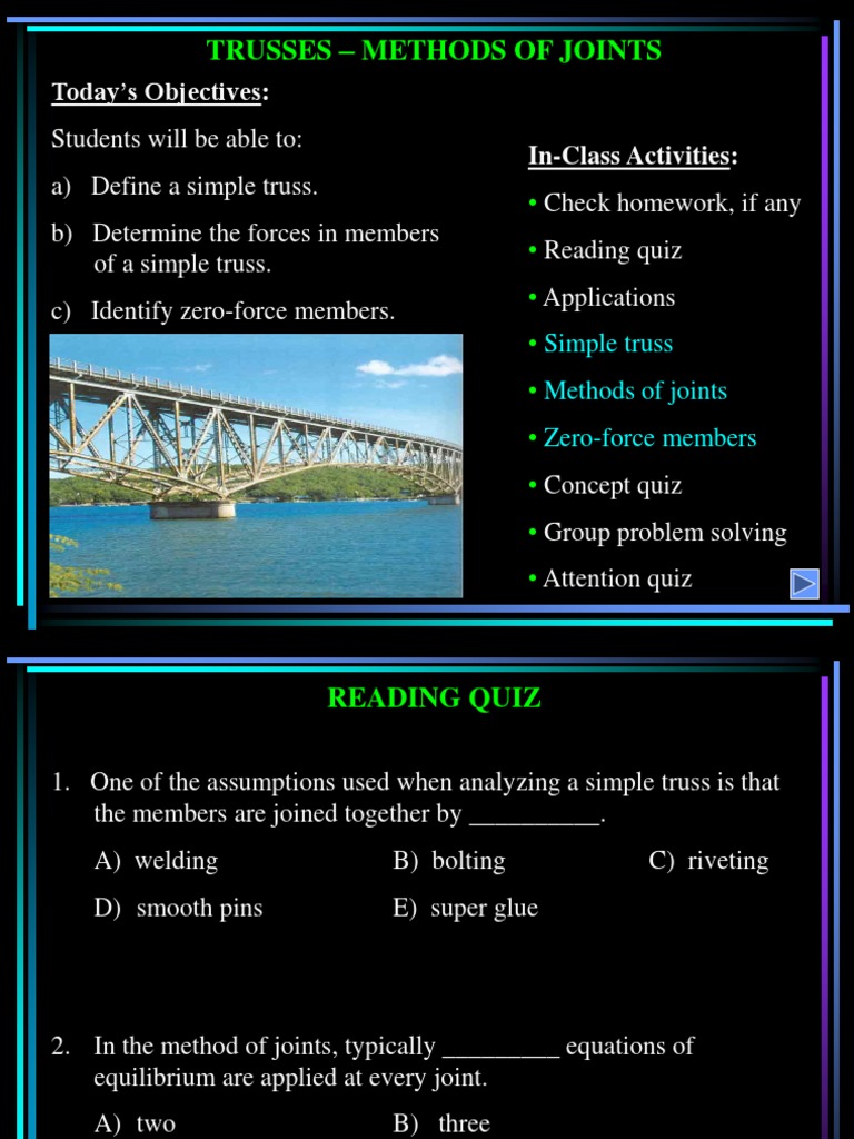 Truss Analysis: Methods of Joints | PDF | Truss | Mechanical Engineering