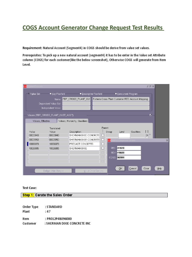 COGS Account Generator Test Results | PDF | Debits And Credits ...