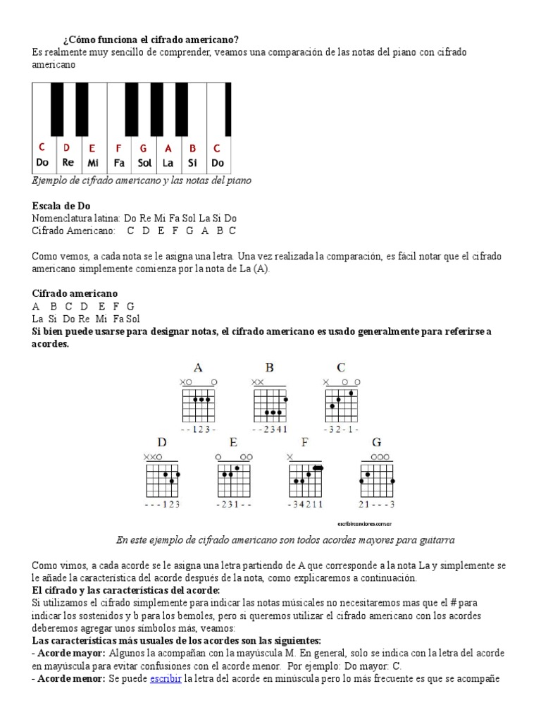 Como Funciona El Cifrado Americano Acorde Musica Escala Musica
