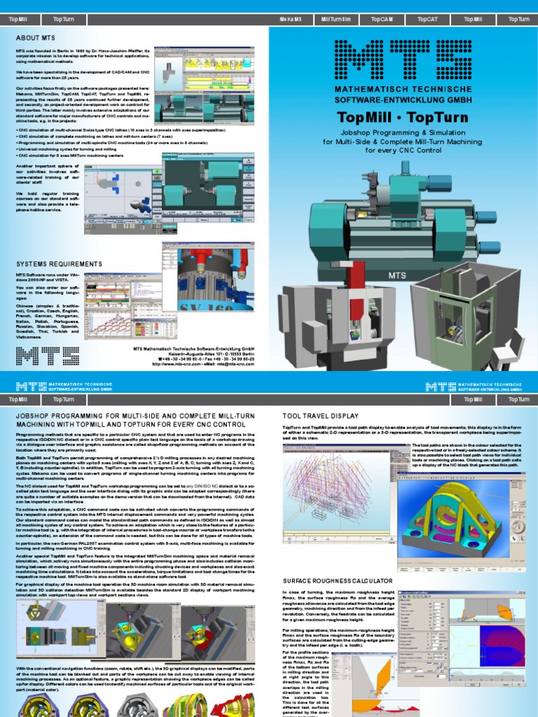 MTS CNC Software for Mill-Turn Machining | PDF | Numerical Control ...