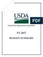 Budget Summary: United States Department of Agriculture
