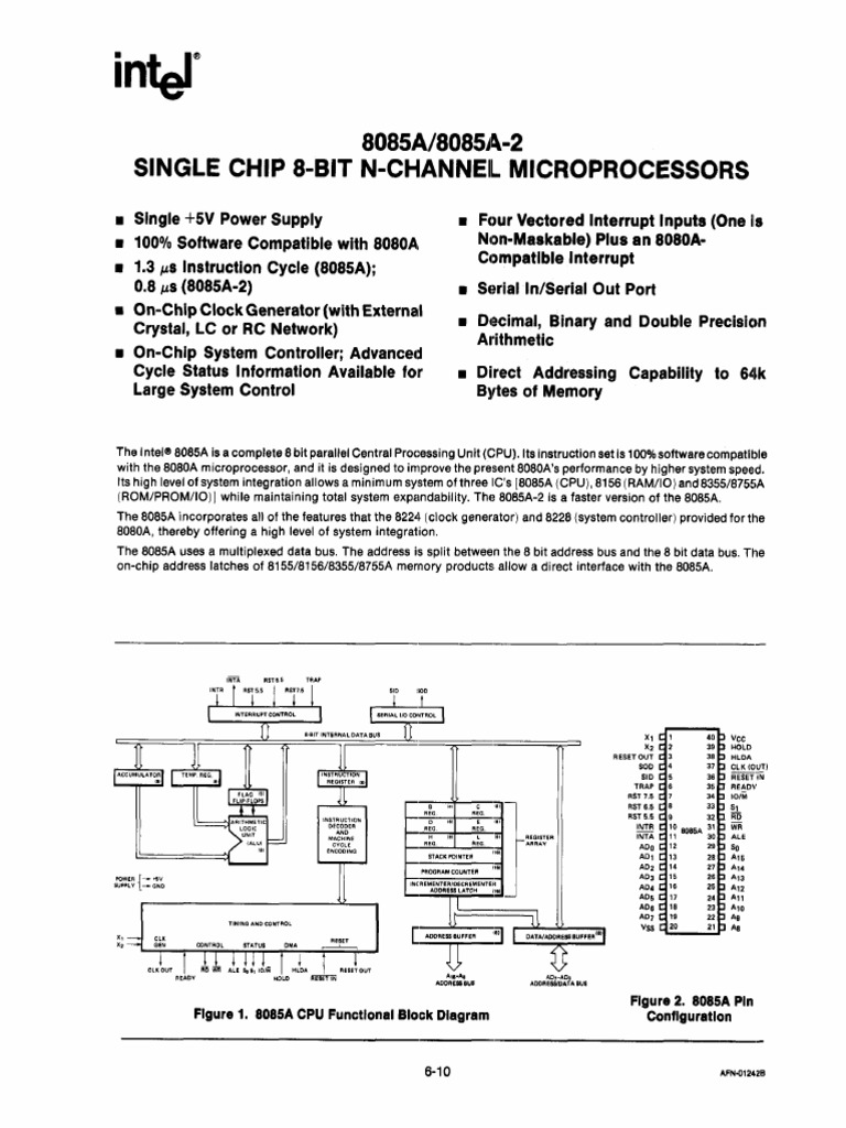Intel 8085 Datasheet | PDF