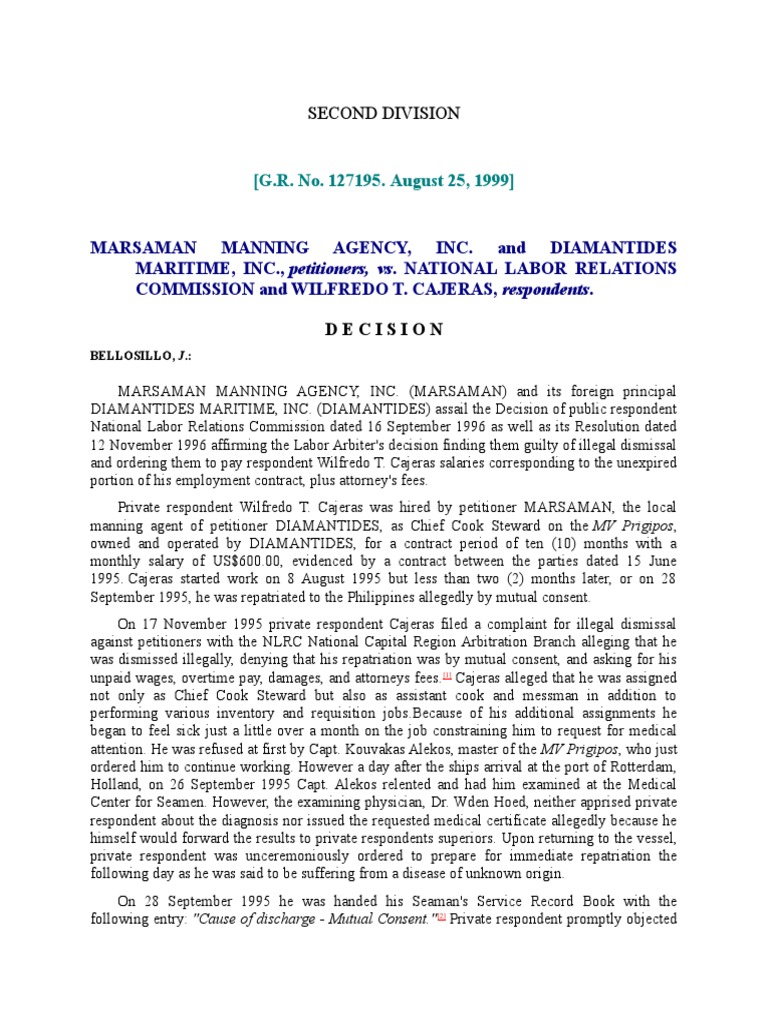 Marsaman Manning Agency, Inc. vs. NLRC | PDF | Attorney's Fee | Employment
