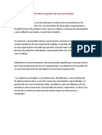 Administrar La Gestión de Recursos Humano