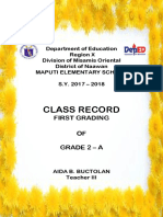 MAPUTI ELEMENTARY SCHOOL Grade 2-A Class Record 2017-2018