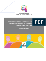 Perfil de Género en Las Organizaciones Políticas Con Representación en La Asamblea Legislativa Plurinacional de Bolivia