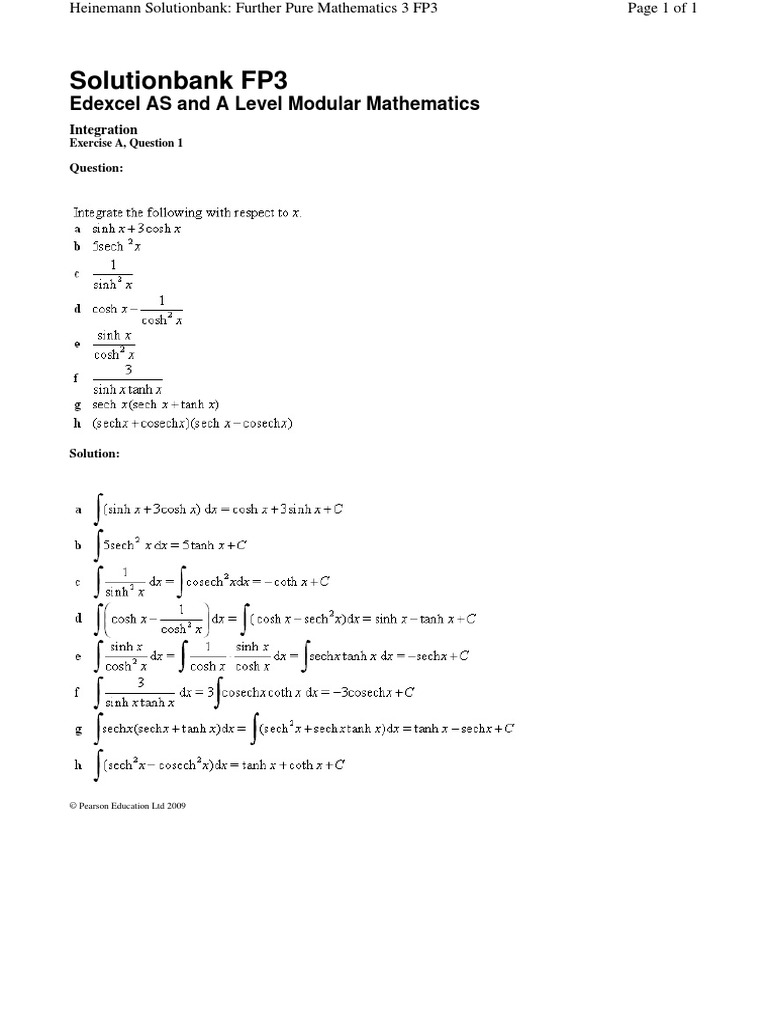 Solutionbank FP3: Edexcel AS and A Level Modular Mathematics | PDF