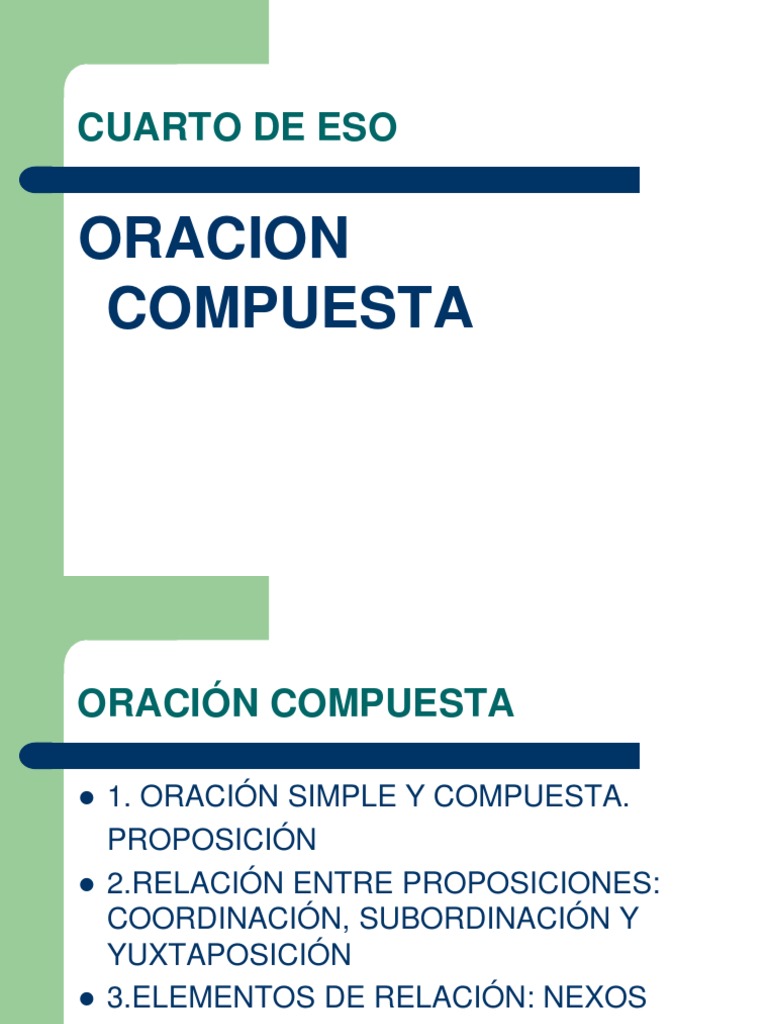 Estructura de Oraciones Compuestas | PDF | Oración (Lingüística ...