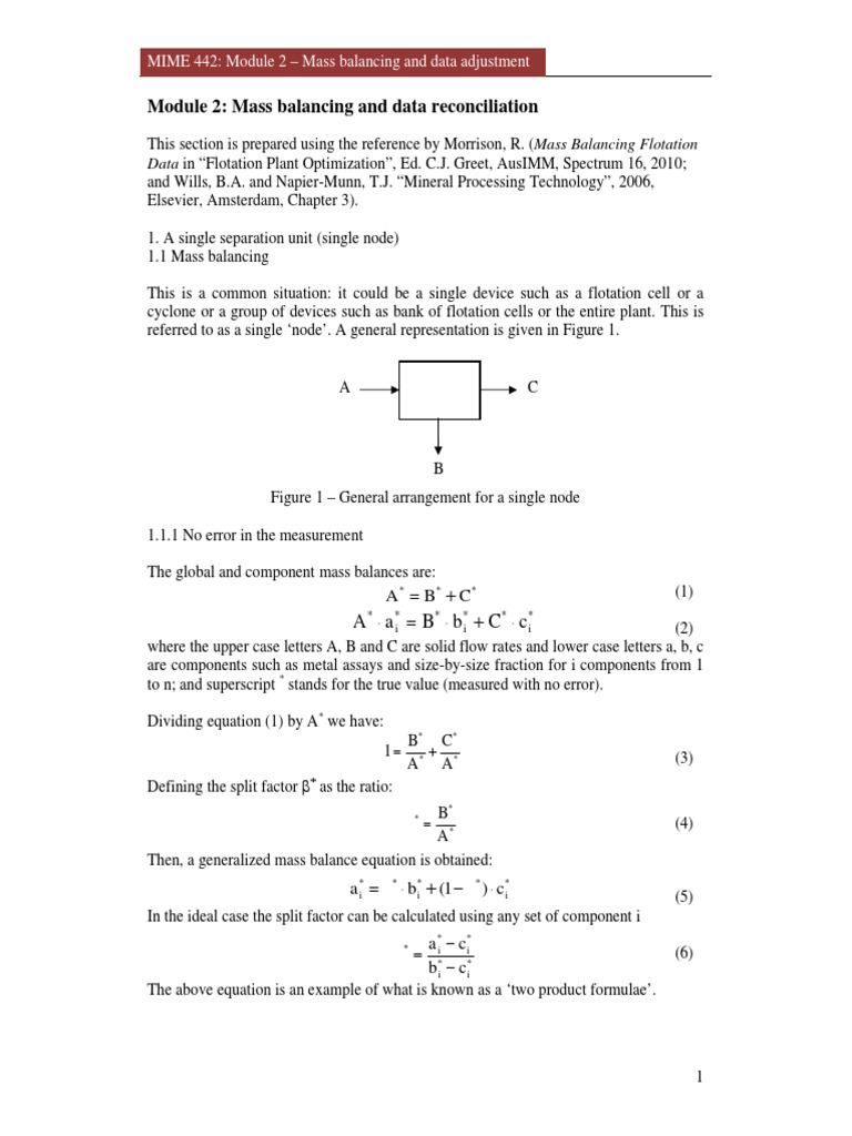 Mass Balancing in Mineral Processing | PDF
