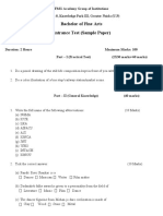 BFA Entrance Question Paper PDF