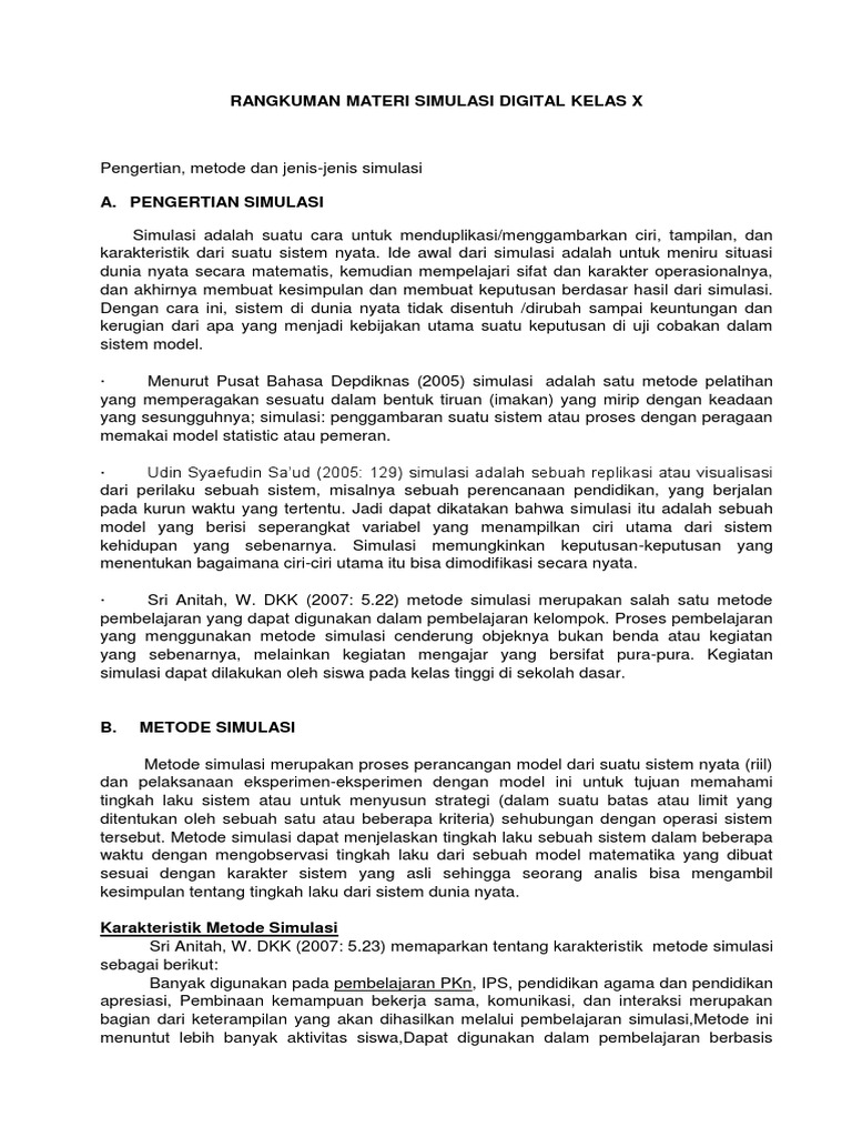 Rangkuman Materi Simulasi Digital Kelas X Pdf