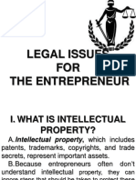 Legal Issues FOR The Entrepreneur: 8/22/2017 1:08:56 AM by DR - Rajesh Patel, NRV MBA 1