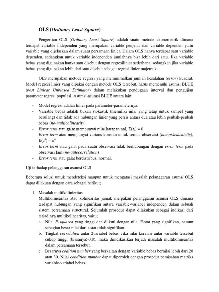 Pengertian OLS | PDF | Metode & Bahan Ajar | Sains & Matematika