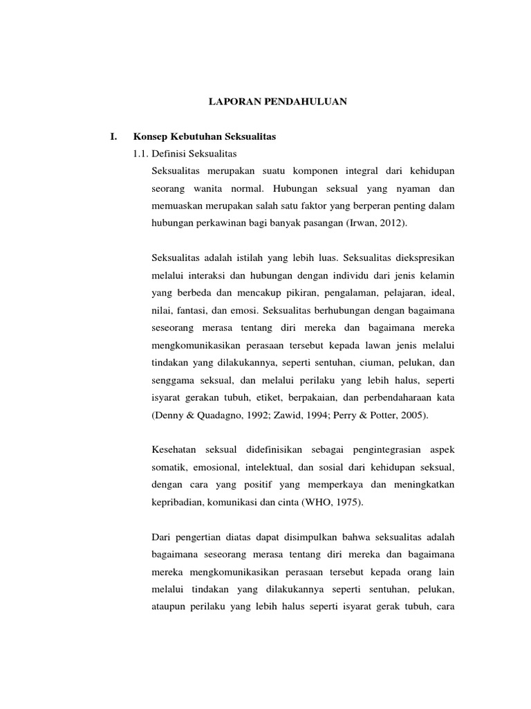 Laporan Pendahuluan Seksualitas