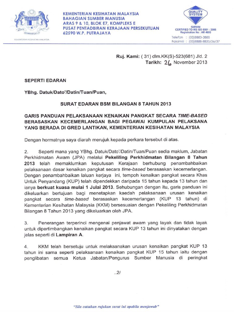 1 Garis Panduan Kenaikan Pangkat Secara Time Base Pdf Pdf
