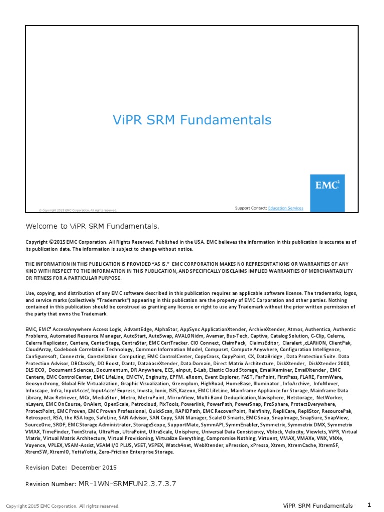 ViPR SRM Fundamentals SRG | PDF | Computer Data Storage | Digital ...