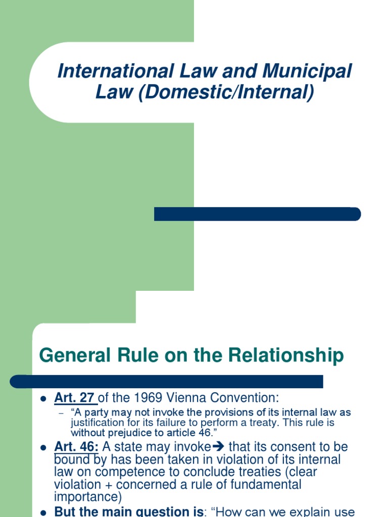 International Law and Municipal Law | PDF | Treaty | Ratification