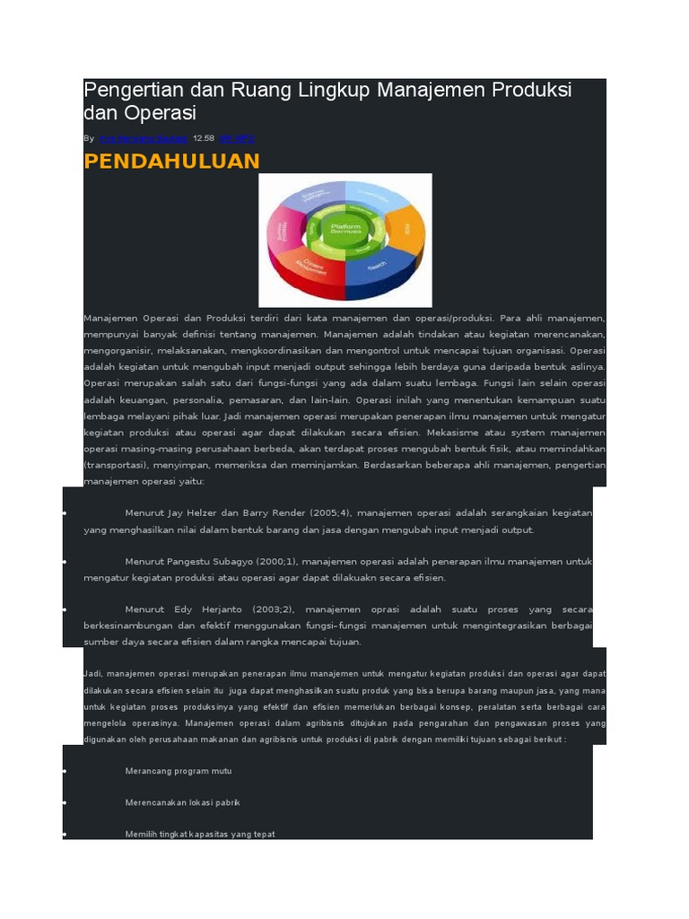 Pengertian Dan Ruang Lingkup Manajemen Produksi Dan Operasi Mpo Pdf