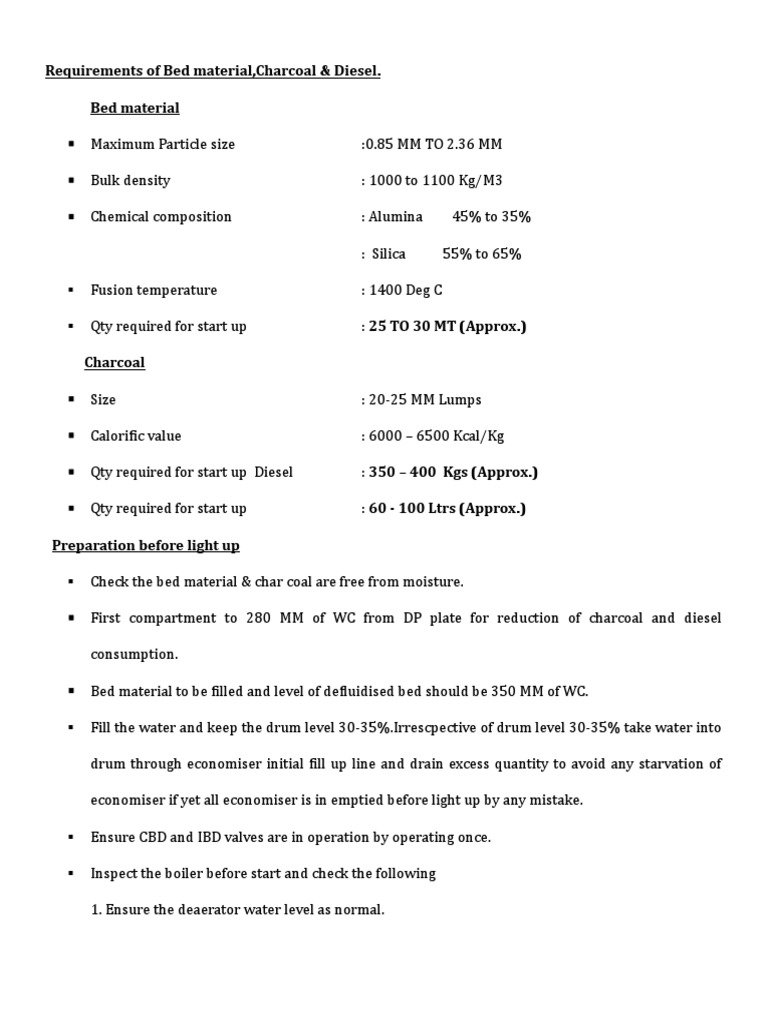 Afbc Boiler Light Up Procedure PDF