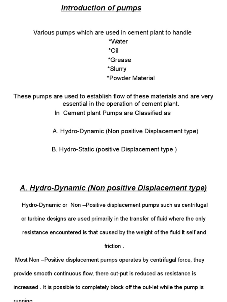 Introduction of Pumps | PDF | Pump | Hydraulics