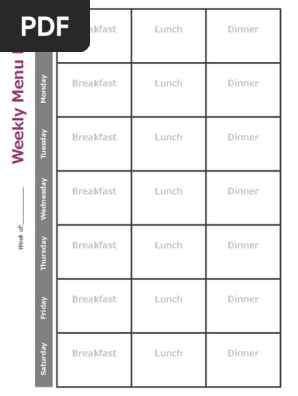 Weekly Menu Plan