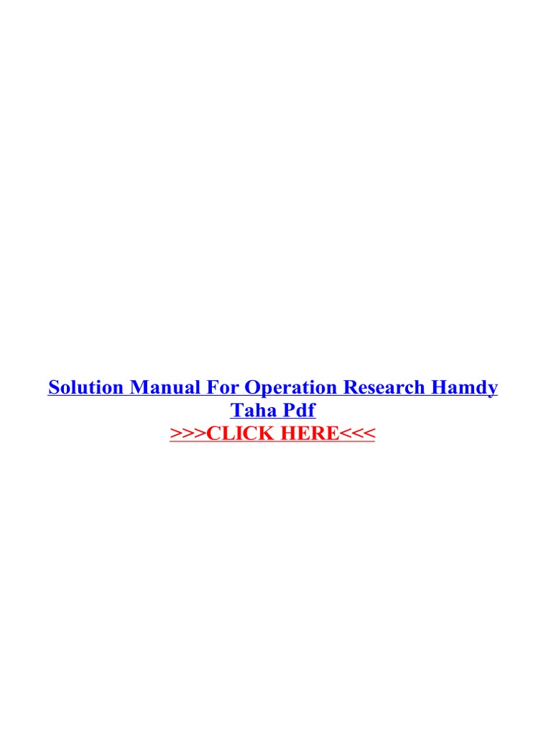Solution Manual For Operation Research Hamdy Taha Pdf Portable Document Format Areas Of Computer Science