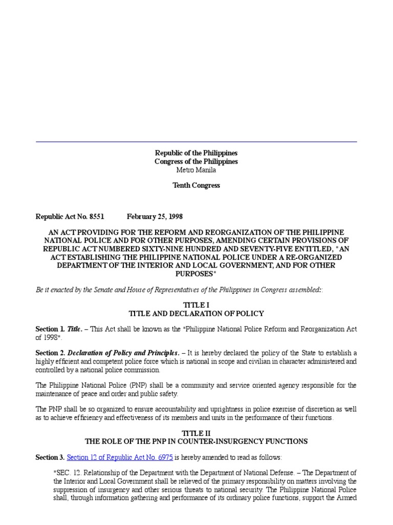 RA No. 8551 Chairman Police