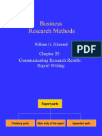Business Research Methods: Communicating Research Results: Report Writing