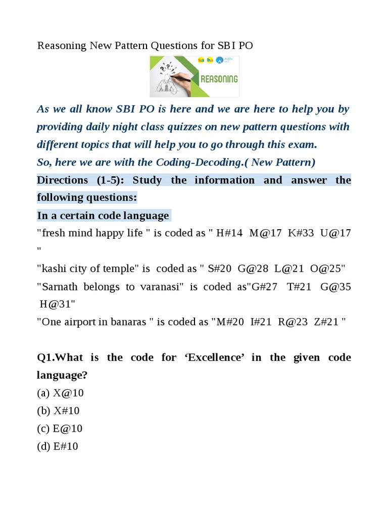 Coding in Reasoning New Pattern | PDF | Sports