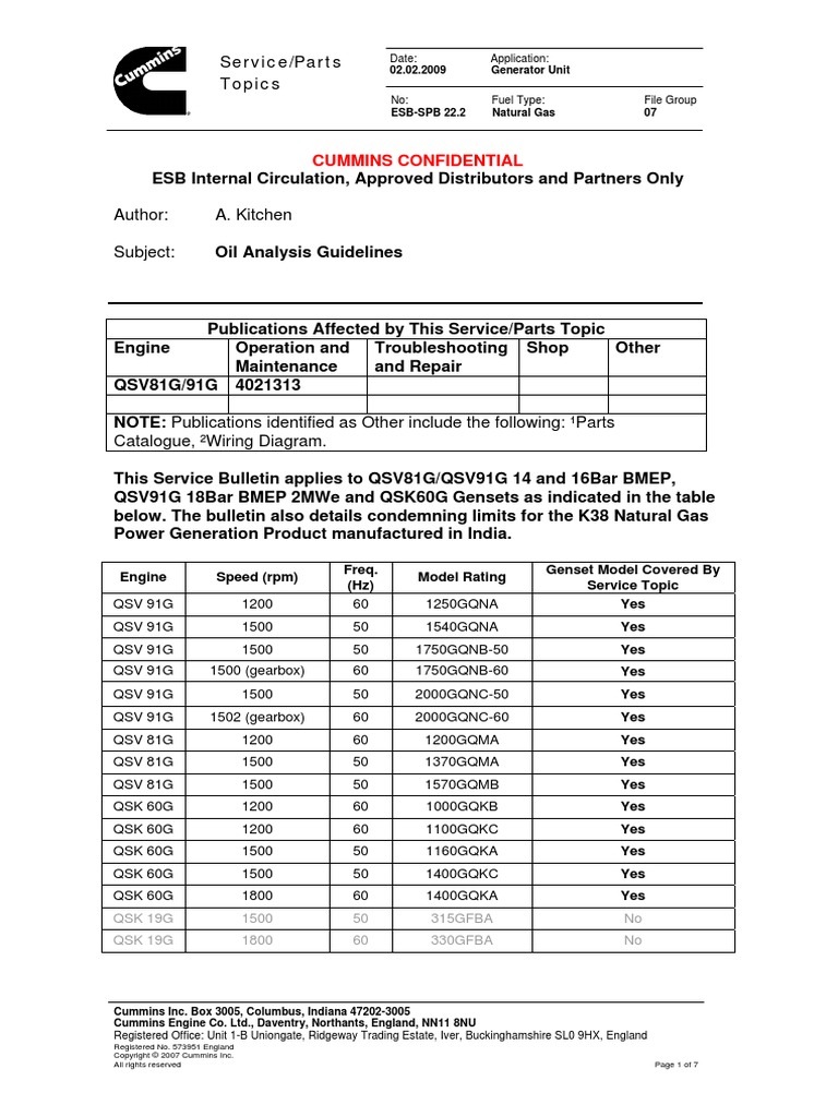QSV Oil Analysis Guidelines, Rev. 02 | PDF | Zinc | Petroleum